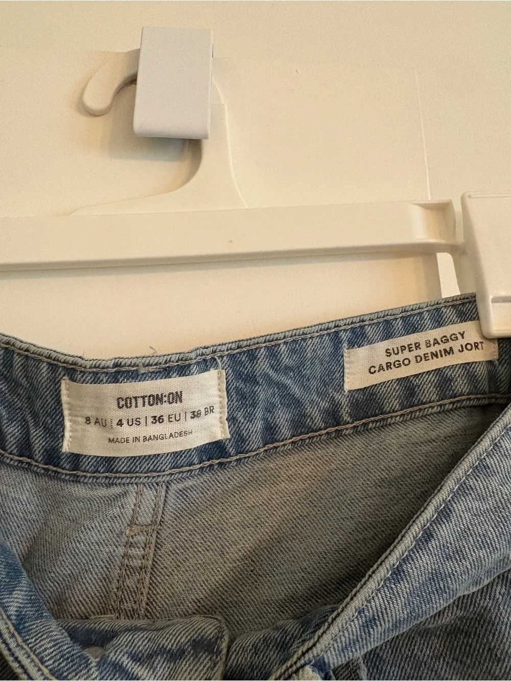 Cotton On Light Blue Baggy Denim Cargo Denim Shorts